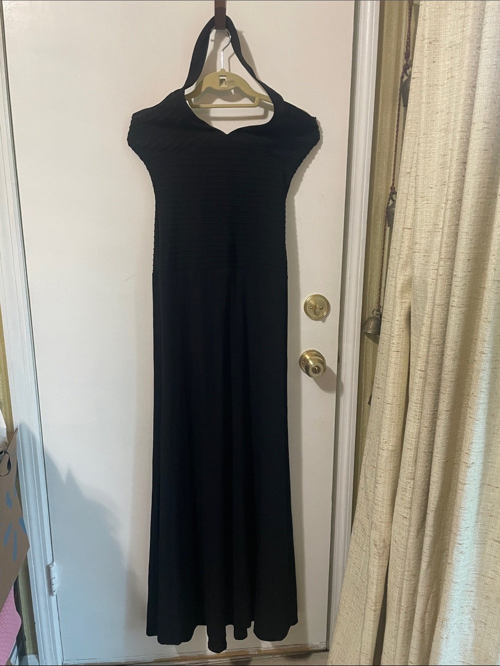 Max & Cleo Black Cap-Sleeve Maxi Dress